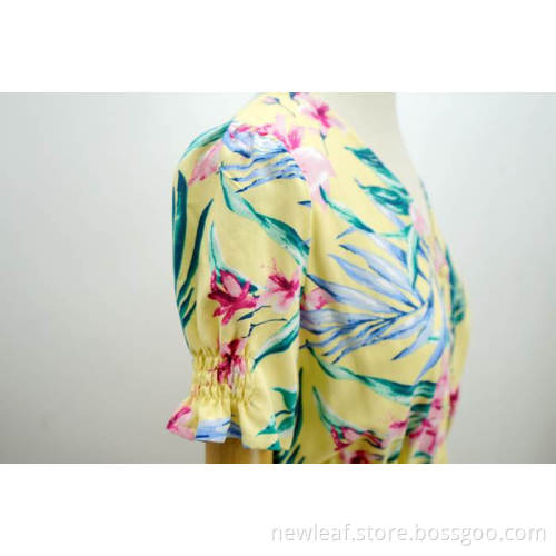 women's print Stylish v neck holiday dress